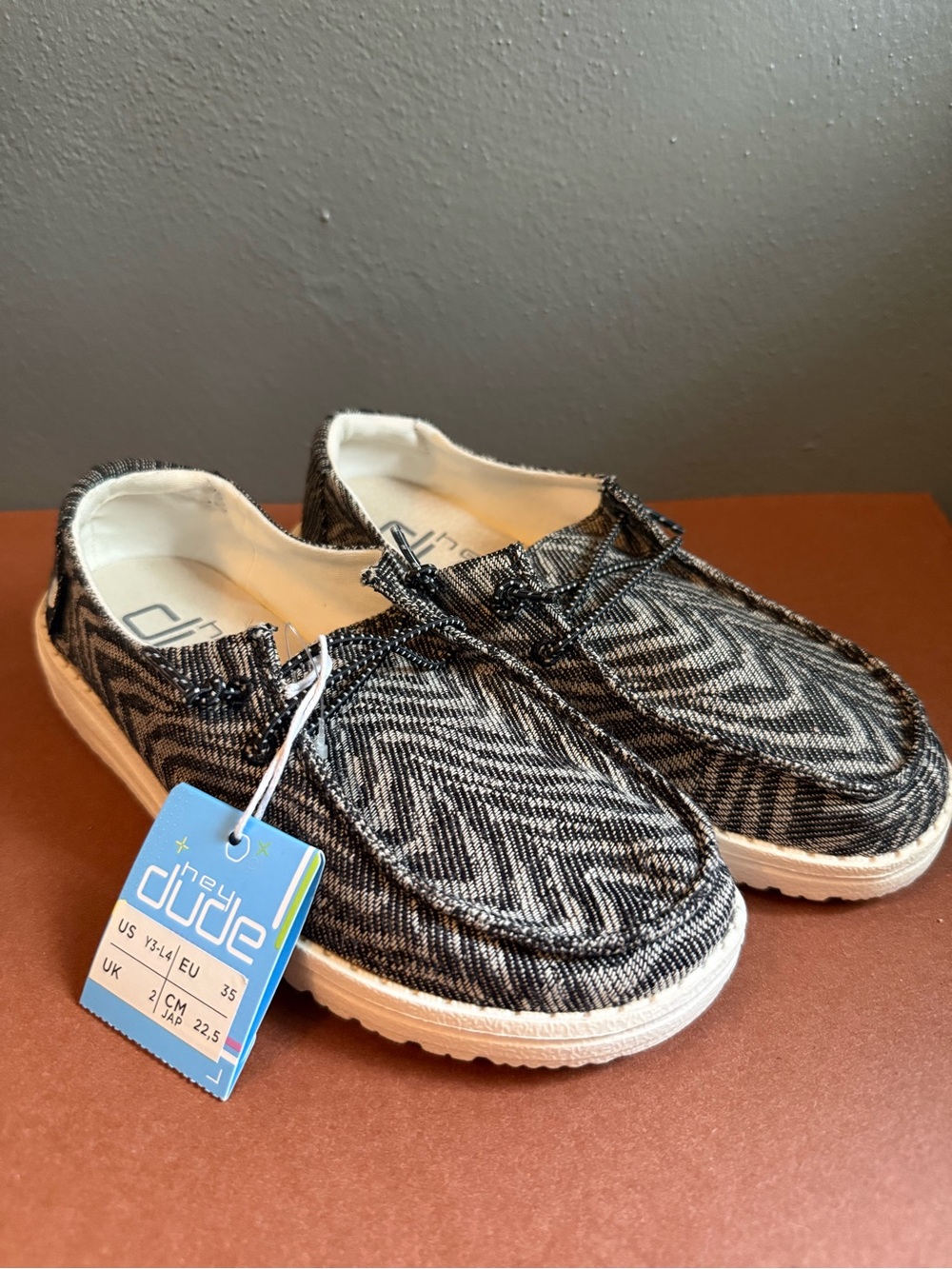 Hey Dude Black and White Patterned Kids Slip-On Sneakers